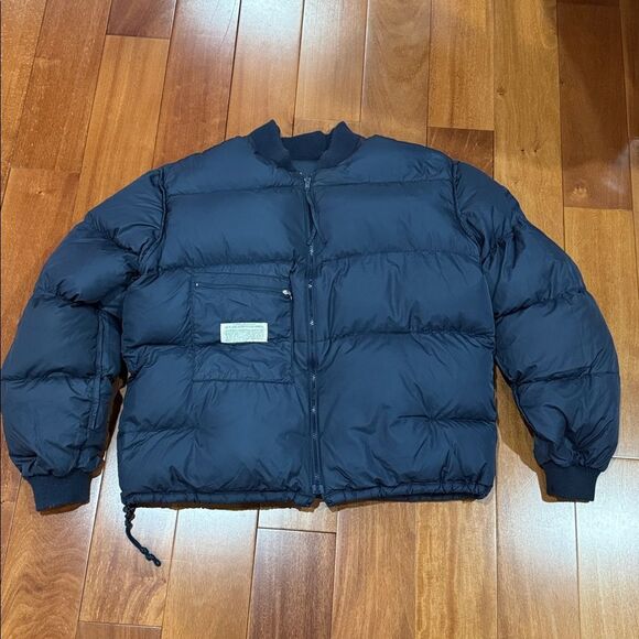 REI Men’s Vintage Navy Blue Goose Down Bomber Outdoor Puffer Jacket size XL - Picture 6 of 9
